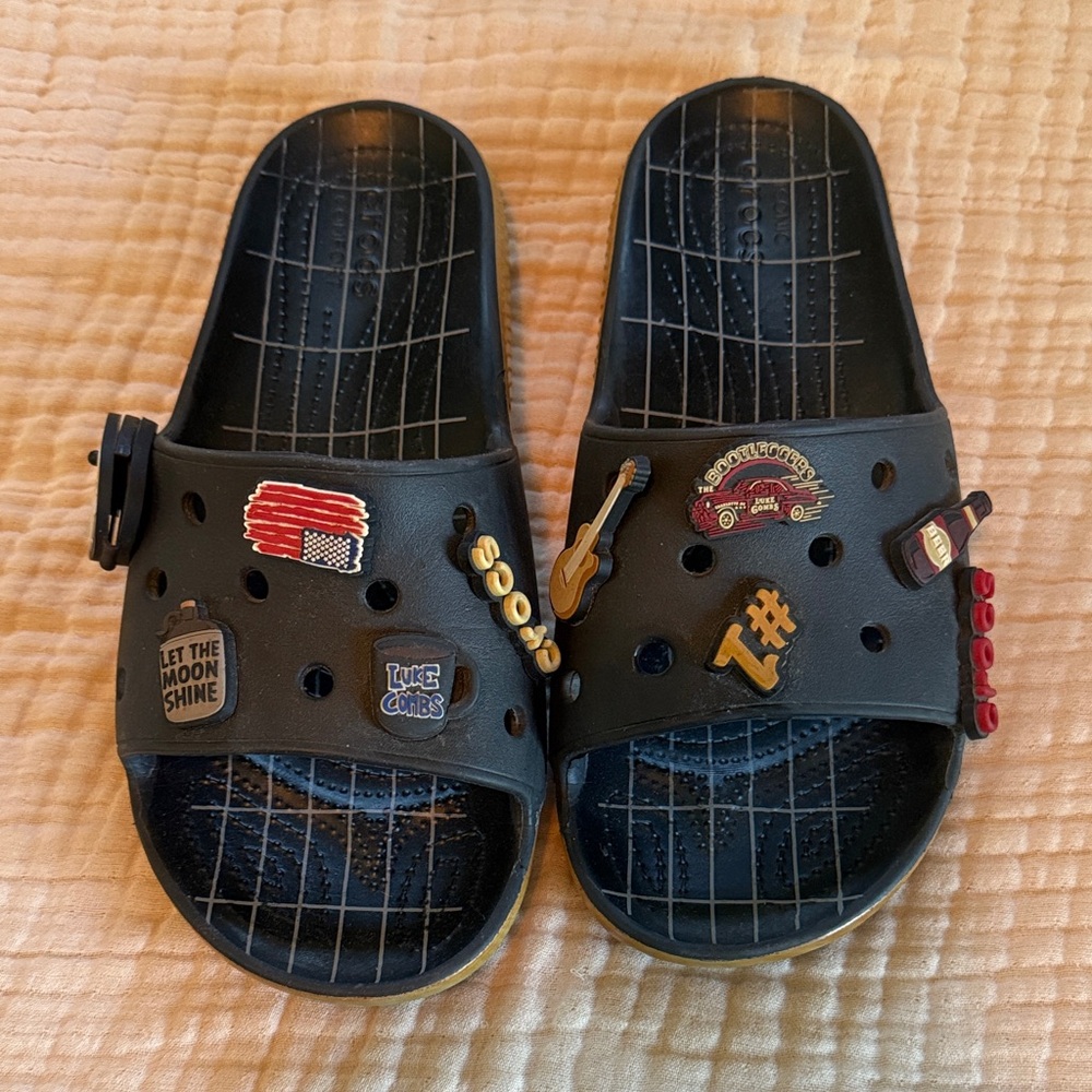 Luke Combs x Crocs Black Slide Sandals